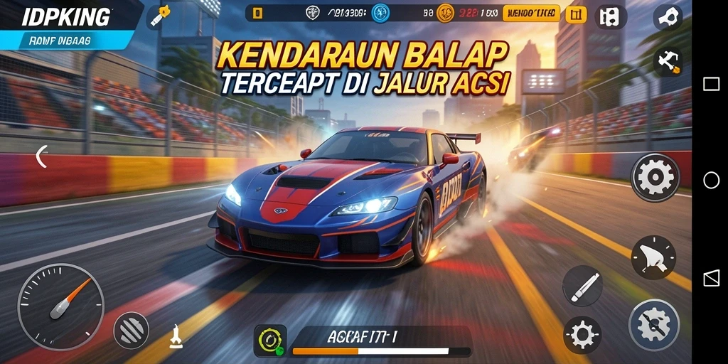 Screenshot utama IDPKING menampilkan suasana balap yang mendebarkan.
