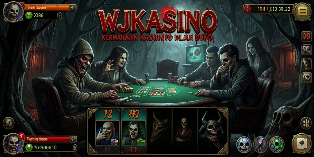 Screenshot gameplay menampilkan suasana horor mencekam di kasino.